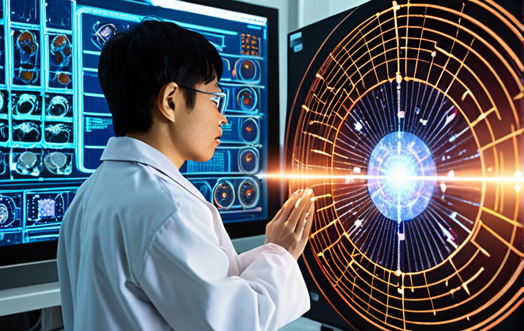 **

"A futuristic laboratory filled with complex quantum computing equipment. Focus on the glowing, intricate details of superconducting qubits and trapped ions. Include a Vietnamese scientist in a lab coat, looking intently at a holographic display showing quantum superposition and entanglement visualized as swirling, colorful patterns. Background should hint at advanced technology and the potential for scientific breakthrough."

**