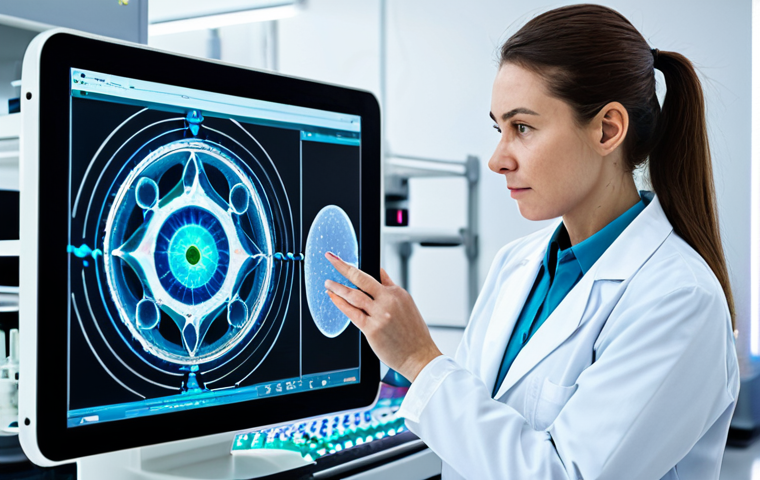 A focused professional female scientist in a modest lab coat, standing in a clean, modern research laboratory. She is observing a vibrant, translucent holographic display in front of her, which shows intricate quantum models and molecular structures. Her other hand holds a tablet displaying a detailed 3D rendering of a new drug molecule. The lab environment features subtle futuristic equipment and soft, intelligent lighting, emphasizing precision and innovation.
    safe for work, appropriate content, fully clothed, professional, family-friendly, perfect anatomy, correct proportions, natural pose, well-formed hands, proper finger count, natural body proportions, professional dress, appropriate attire, high-resolution, detailed, sharp focus, scientific photography.