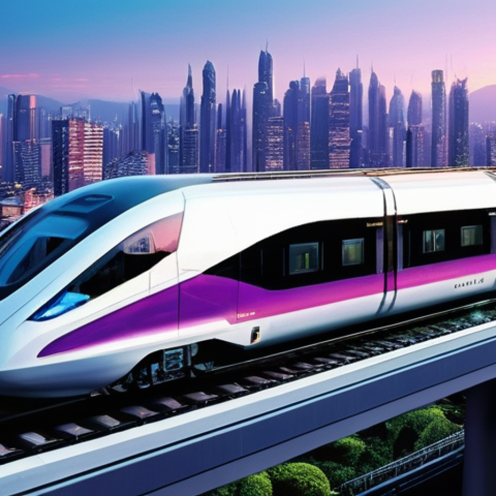 슈퍼전도체와 양자컴퓨터 - **Prompt:** "A majestic, futuristic maglev train, with a sleek, aerodynamic design and large panoram...