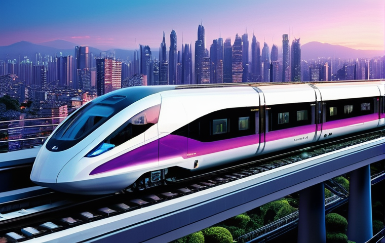 슈퍼전도체와 양자컴퓨터 - **Prompt:** "A majestic, futuristic maglev train, with a sleek, aerodynamic design and large panoram...