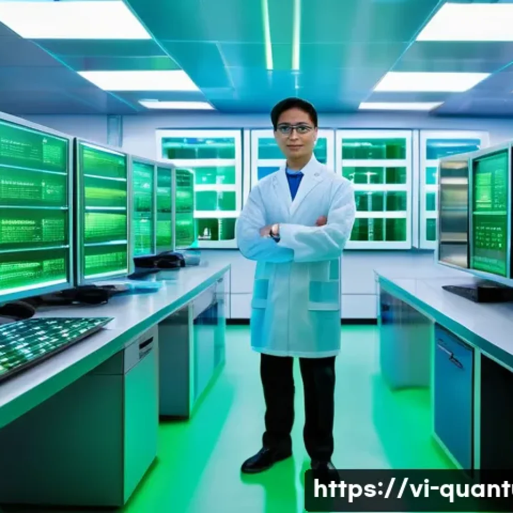 양자센서의 측정 정확도 - A highly detailed scientific laboratory scene showcasing a quantum sensor device composed of ultra-p...