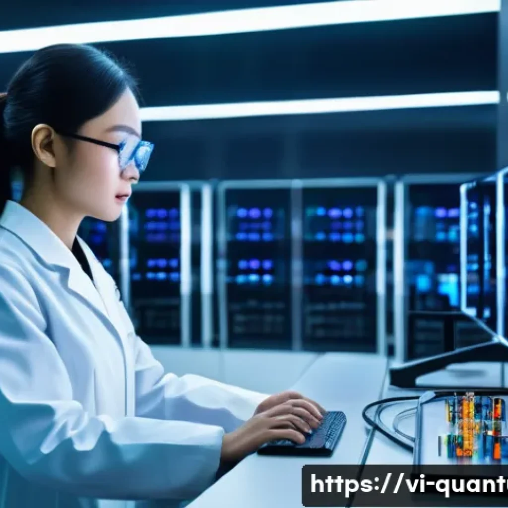 양자컴퓨터의 혁신적 발전 - A futuristic quantum computing laboratory scene in Ho Chi Minh City, Vietnam, showcasing advanced qu...