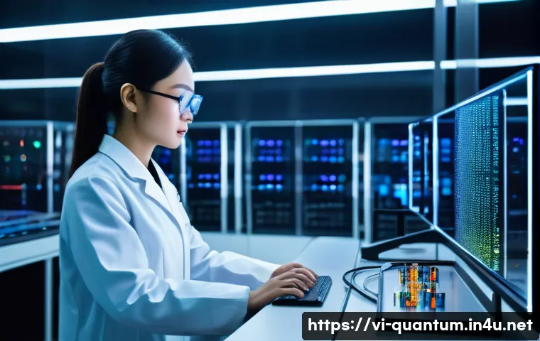양자컴퓨터의 혁신적 발전 - A futuristic quantum computing laboratory scene in Ho Chi Minh City, Vietnam, showcasing advanced qu...