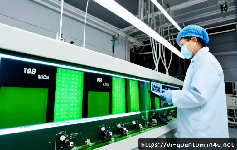 Home 15 양자센서의 산업적 활용 - Photorealistic Vietnamese semiconductor manufacturing facility, Vietnamese engineer in cleanroom att...